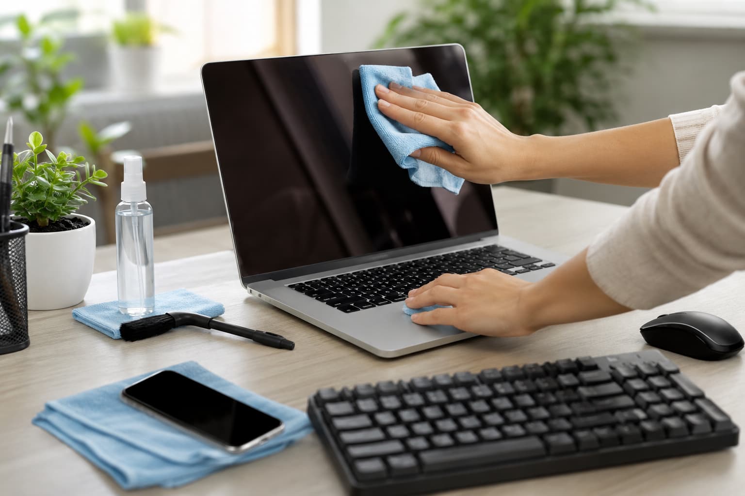 Ekran, laptop i klawiatura bez ryzyka uszkodzeń